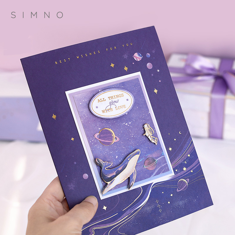 情人節立體賀卡晚晚星河系列 3d創意ins立體賀卡小清新留言祝福卡