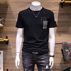 卸売り夏の薄い半袖tシャツ男性韓国版修身青少年カジュアル白色夏半袖円対外貿易