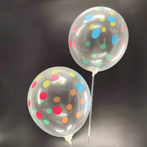 12-inch 2.8g transparent printed colorful dot balloons for wedding and birthday parties, circular dot balloons for weddings