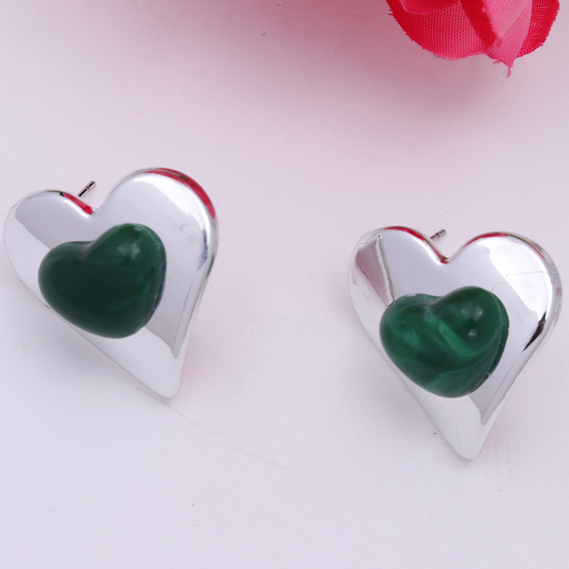 Estilo Simple Forma De Corazón Arílico Enchapado Chapado En Oro Plateado Mujeres Pendientes display picture 2