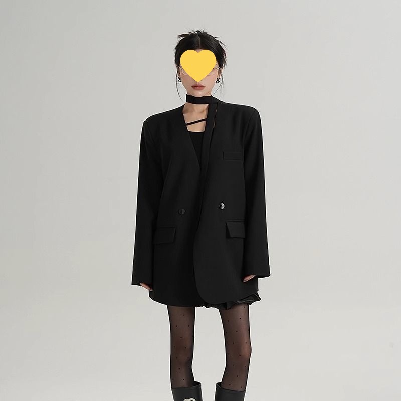 小西装外套女2025新款春秋小个子设计感小众宽松慵懒风领小西服|undefined