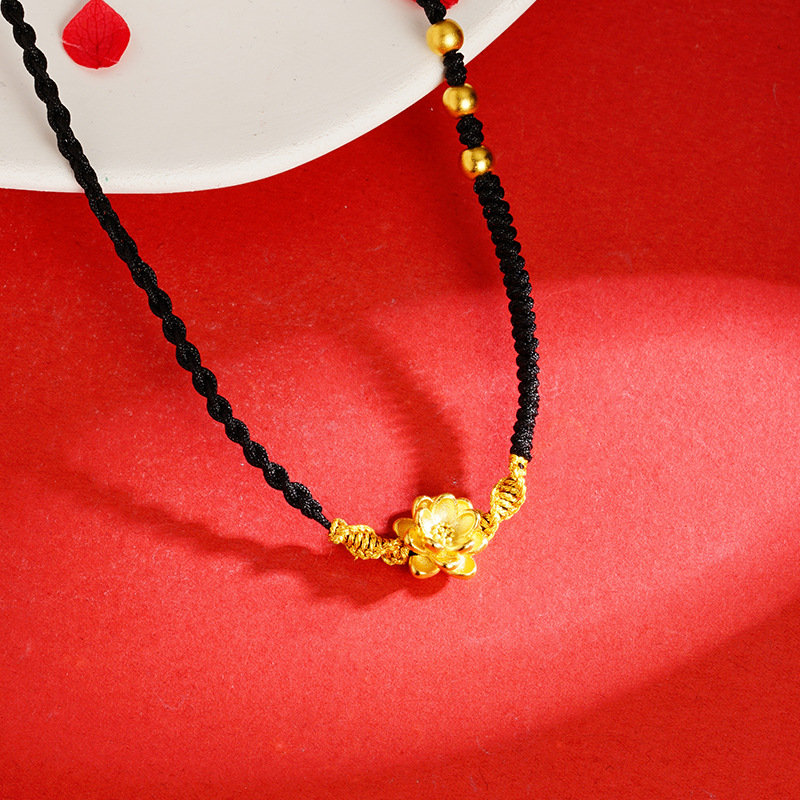 Collar de flores de Oro Negro cuerda ajustable elegante estilo chino todo fósforo collar sala de transmisión en vivo venta al por mayor de fábrica
