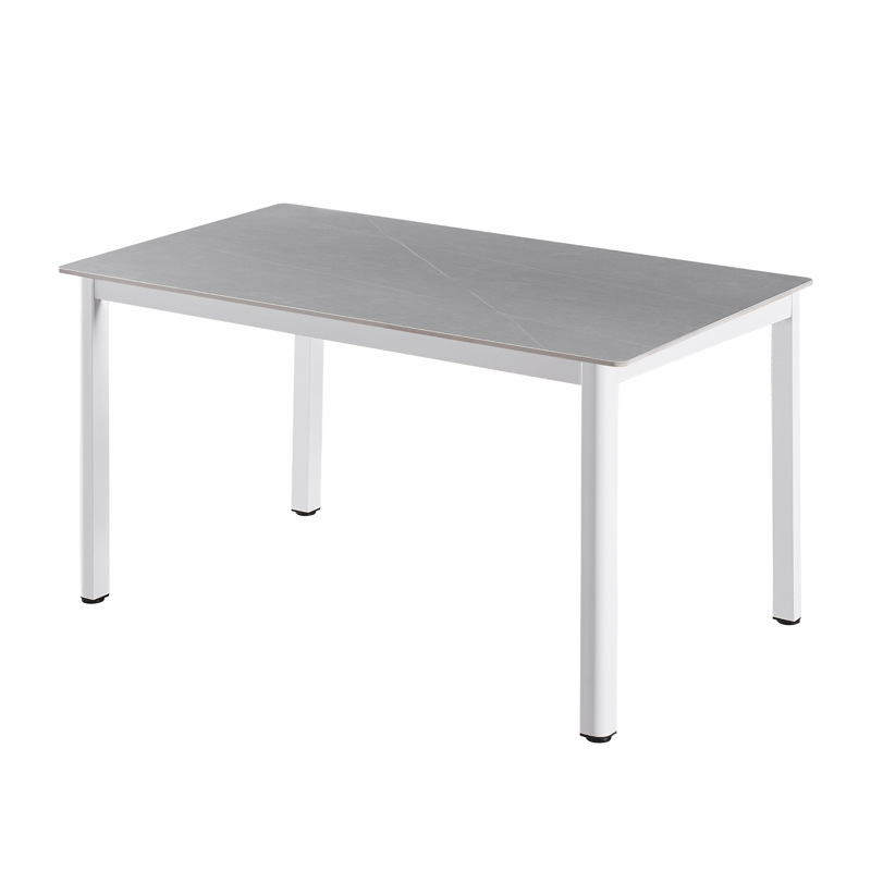 Mesa de comedor moderna minimalista de pizarra, mesa de comedor rectangular para uso doméstico, mesa pequeña con patas en forma de abanico para apartamento minimalista