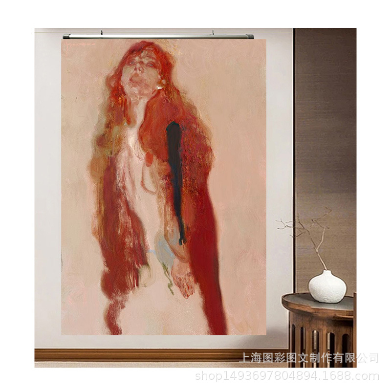 跨境化纤UV油画布写真布艺术喷绘金属挂轴卷轴装饰挂画 批发定 制