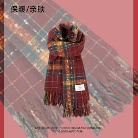 2025新款圣诞红围巾女冬圣诞搭配保暖针织披肩软糯氛围感围脖批发