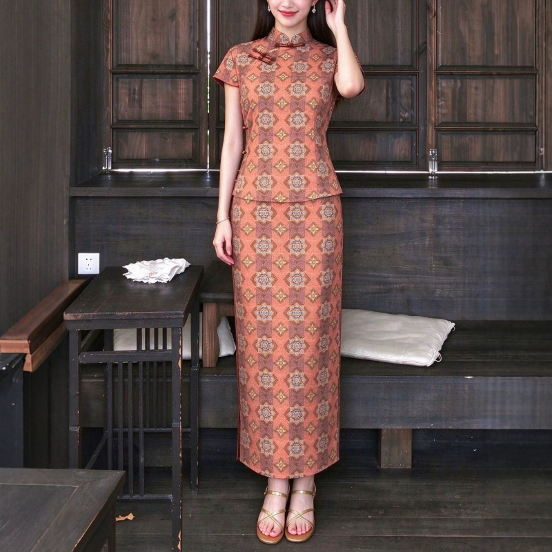 26575 New Daimi Yiyuan 2026 Summer New Chinese Style Button-Down Waist-Cinching Top and Skirt Two-Piece Set 26575 New Daimi Yiyuan 2026 Summer New Chinese Style Button-Down Waist-Cinching Top and Skirt Two-Piece Set
