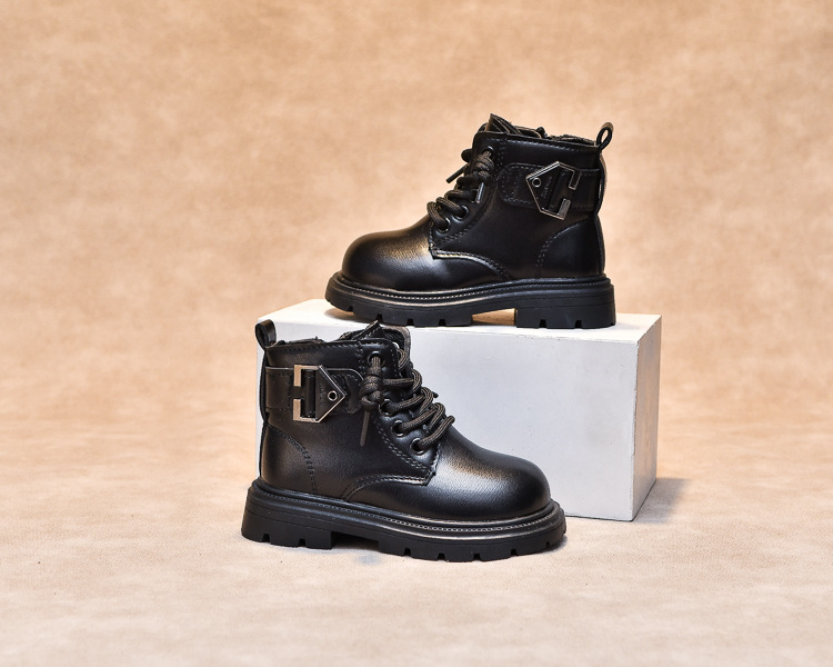 Scarpe da bambino Martin 2024 autunno e inverno nuove corte in stile britannico per ragazzi stivali singoli in pelle_voghion.com