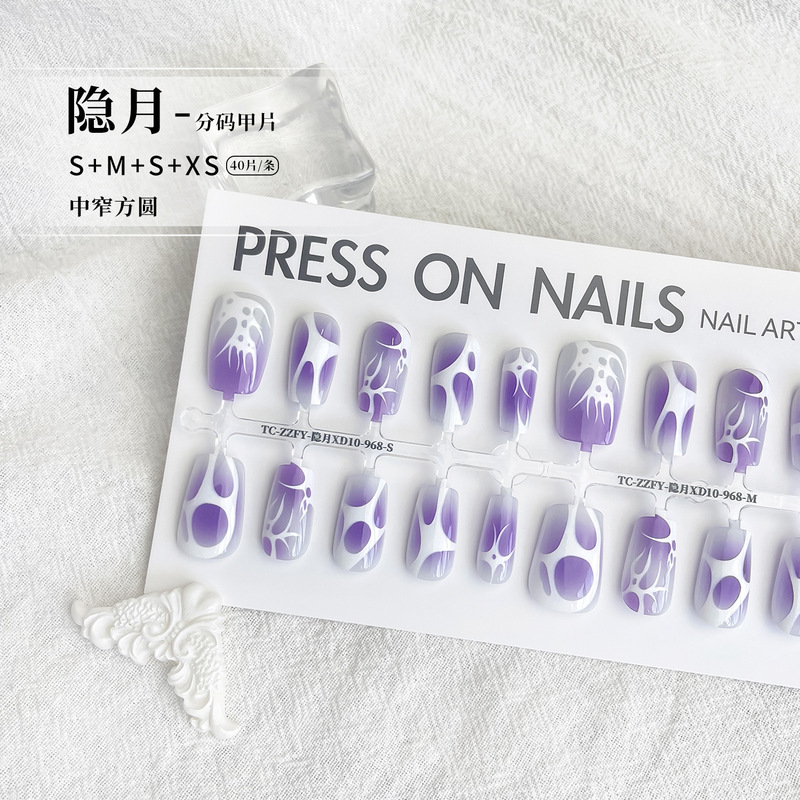 Wearable Nail Base Color Semi-Finished Pre-Made Nail Strips Internet Celebrity Comics Dark Gothic New Chinese Style Fake Nails Wearable Nail Base Color Semi-Finished Pre-Made Nail Strips Internet Celebrity Comics Dark Gothic New Chinese Style Fake Nails