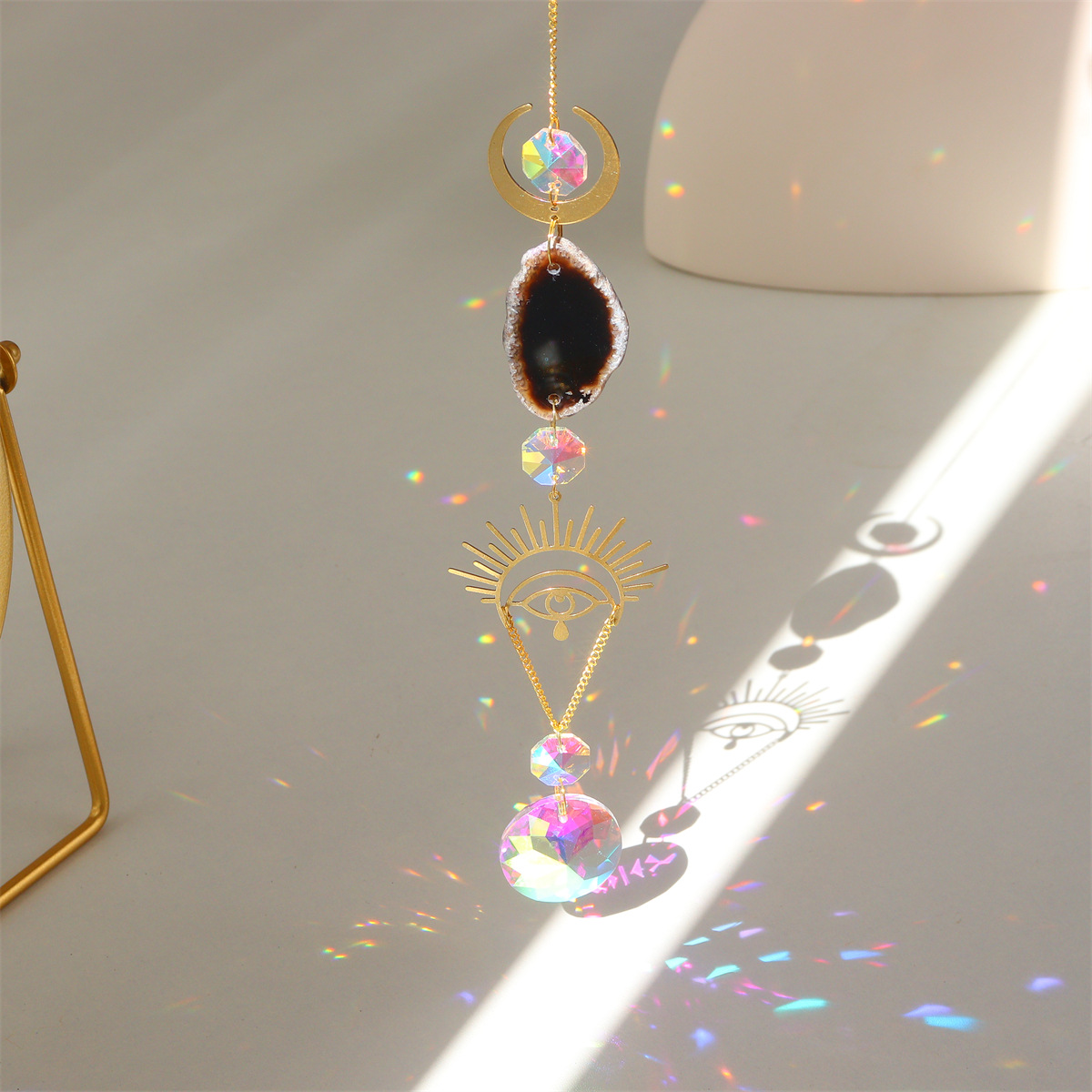 Pastoral Style Pastoral Devil's Eye Heart Shape Crystal Agate Pendant Artificial Decorations