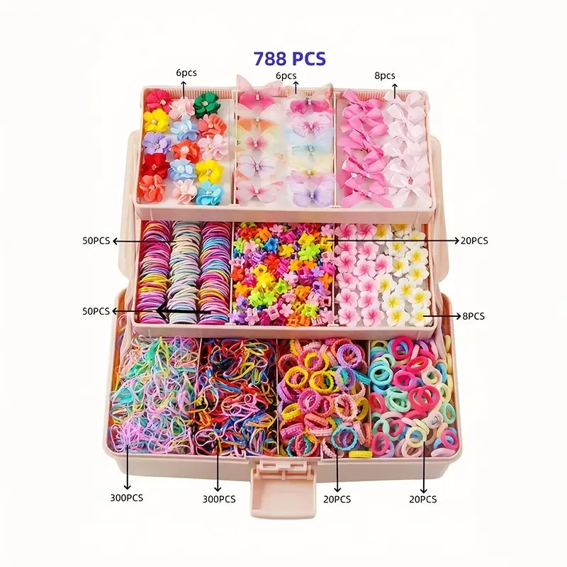Clips para el cabello de niños, anillo para el cabello, clips para el cabello, caja de regalo, banda de correa de princesa, conjunto de peluquería, regalo diario para bebés