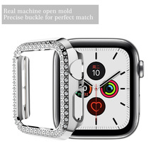 适用于苹果apple watch7/5/4/3/2代PC手表双排镶钻表框 SE保护套