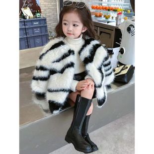 Children's Faux Fox Fur Coat 2025 Autumn and Winter New Baby Girl Winter Clothing Thickened Fur Stylish Coat