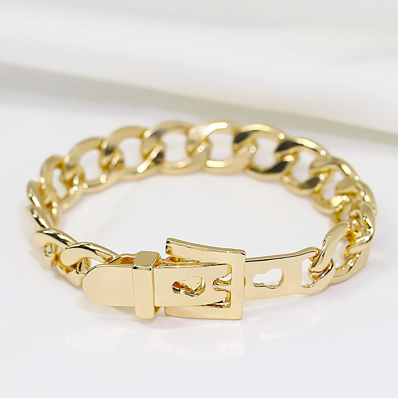 European and American Cross-border Hip-hop New Thick Chain Press Buckle Bracelet Creative Adjustable Fashionable Men's and Women's Bracelet