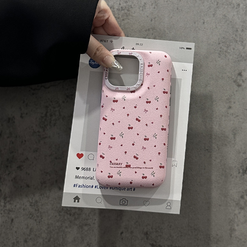 Niña ins rosa floral apta para iphone16ProMax bolsa de batería 14 Apple 15 funda para teléfono 13 diagonal 16P