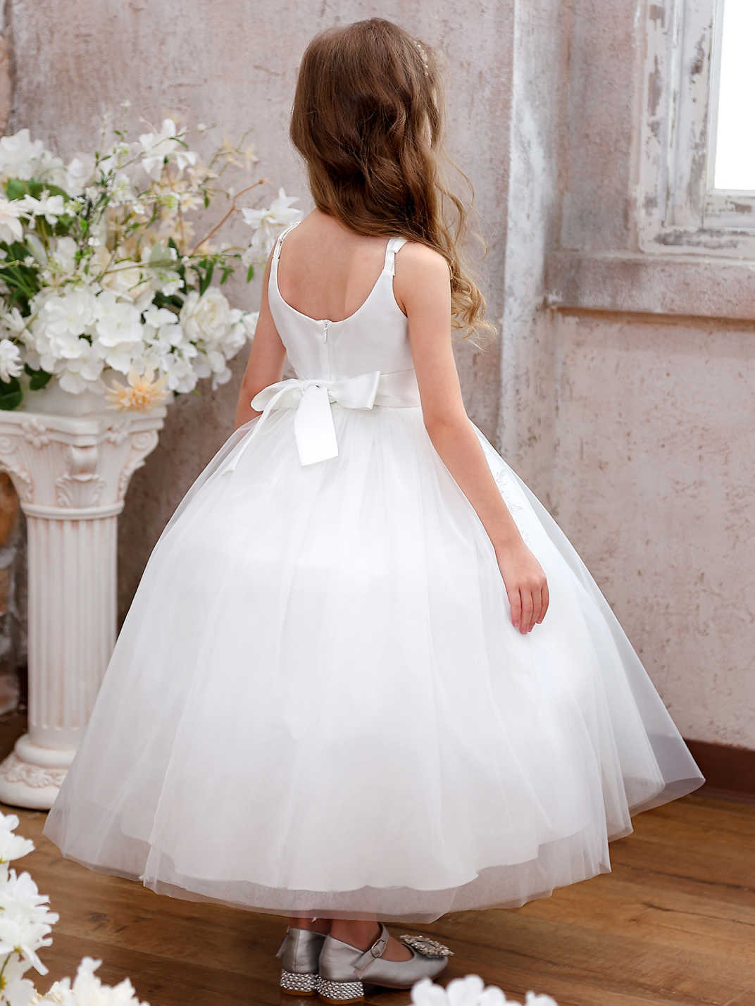 Nuevo vestido de boda de niños transfronterizos sin mangas satin bow show de cumpleaños vestido de ping-pong falda