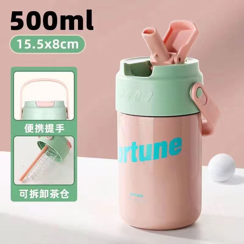 316 taza de vacío de acero inoxidable dos en uno de doble uso para estudiantes hombres y mujeres partición de té portátil taza de paja INS de alto aspecto