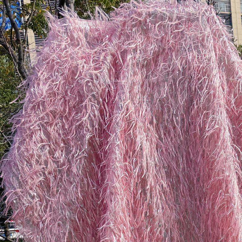 Winter Fantasy Feather Yarn Pink Feather Yarn Wedding Arrangement Dress Fabric Designer Fabric Winter Fantasy Feather Yarn Pink Feather Yarn Wedding Arrangement Dress Fabric Designer Fabric