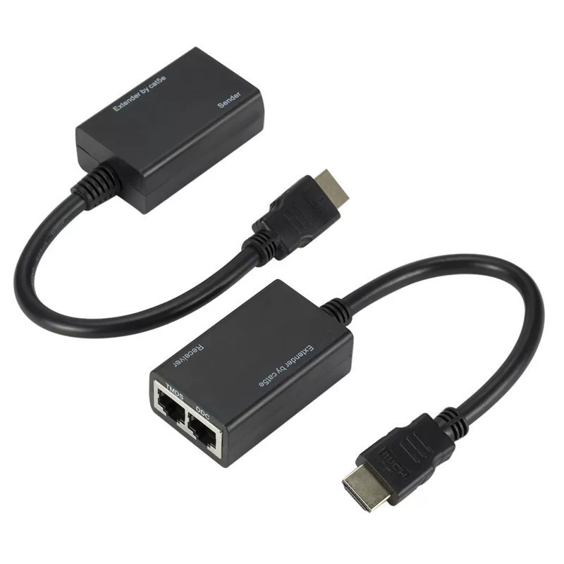 HDMI-удлинитель 30 м, удлинительная линия HDMI к сетевому порту, двойной сетевой удлинитель, передача сигнала HDMI