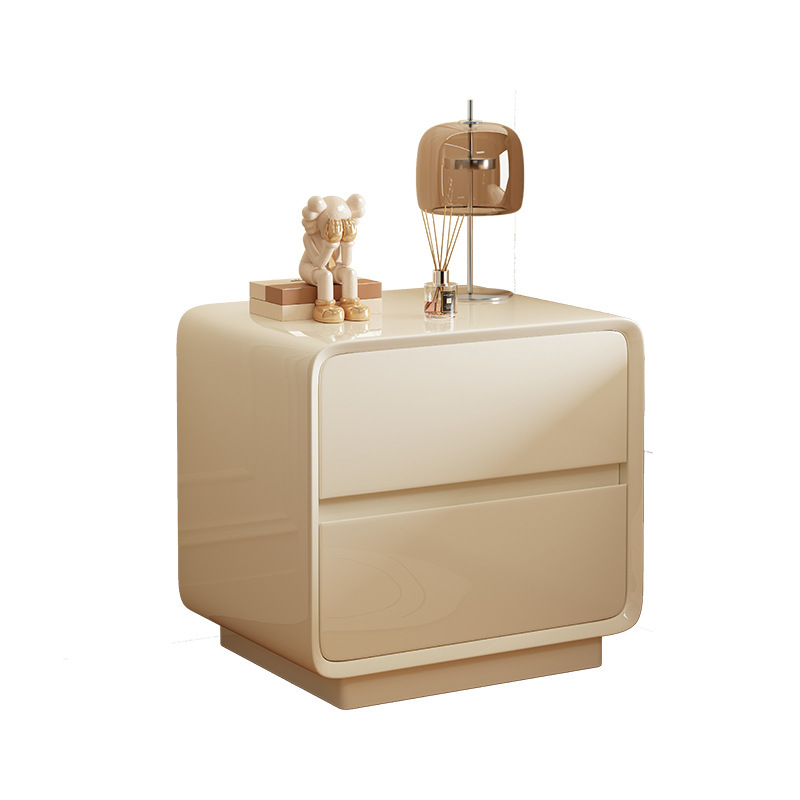 Mesa de cabezal de cama de madera maciza pintada dormitorio doméstico 2025 explosión pequeña crema de lujo ligero gabinete de almacenamiento de artículos de alto nivel