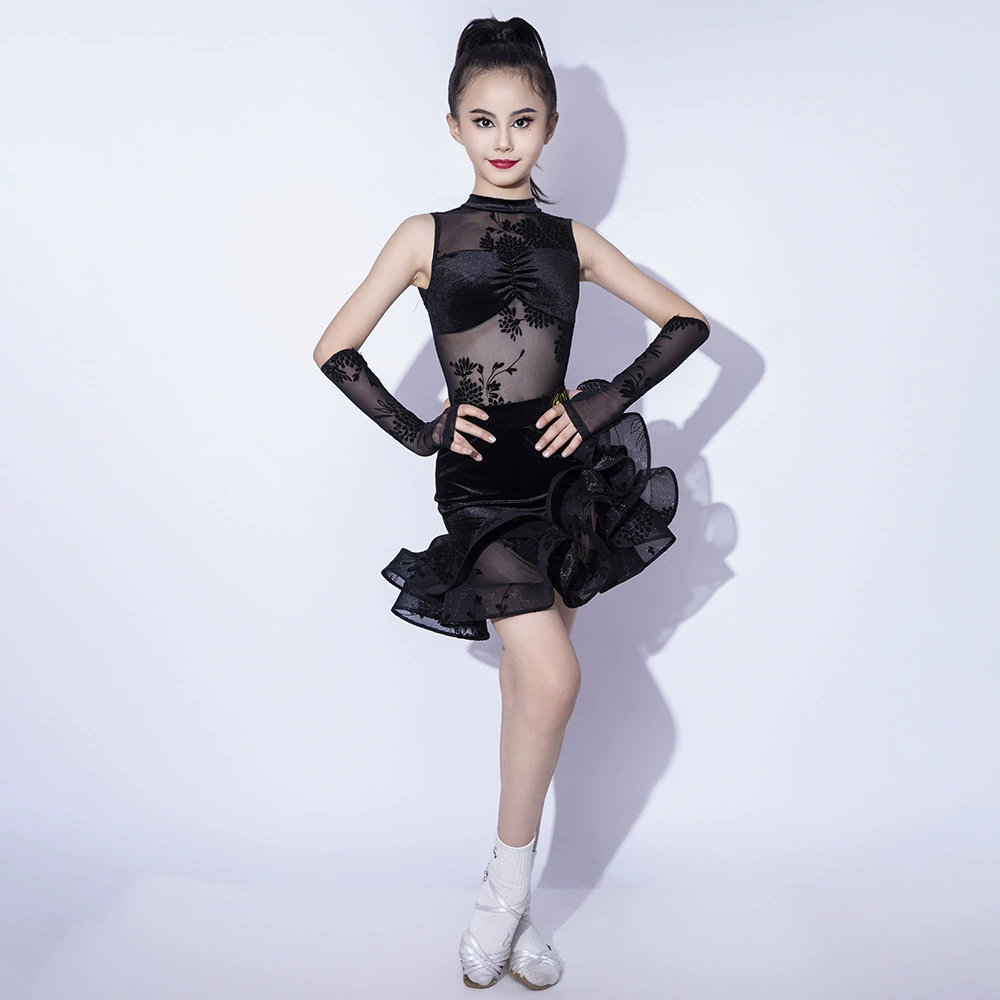 Новое платье для латиноамериканских танцев GTYDANCE2024 для девочек, летнее высококачественное платье с большой юбкой для тренировок по латине L25038