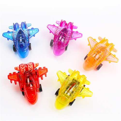 Transparent pull-back small airplane children's toy pull-back airplane model micro-business offline street sweeper small gifts wholesale
