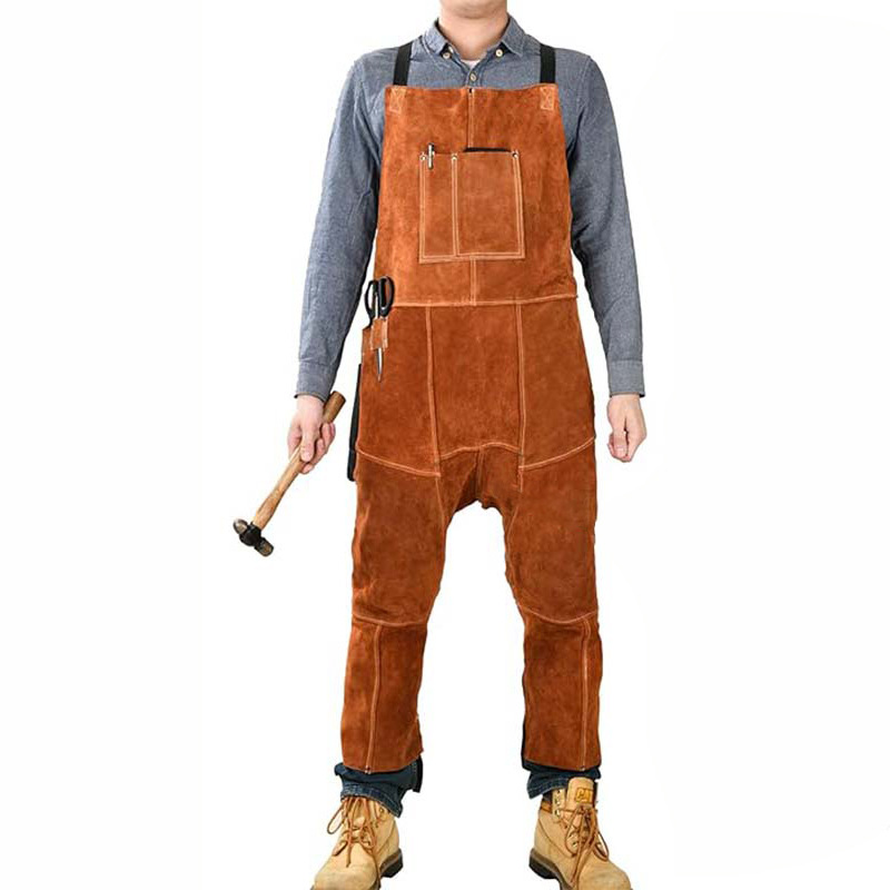 Transfronterizos dobles delantal de terciopelo pantalones a prueba de chispas salpicaduras soldadura protección ropa de trabajo delantal al por mayor personalizado mangas