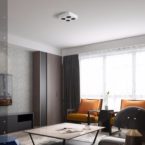 LED surface-mounted spotlights for home decoration, living room, without ceiling installation, all-aluminum ceiling light, integral die-cast square ultra-thin anti-glare spotlight