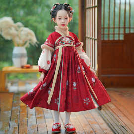 小女孩汉服冬季古风古装拜年服女宝宝秋冬中国风唐装过年服表演服