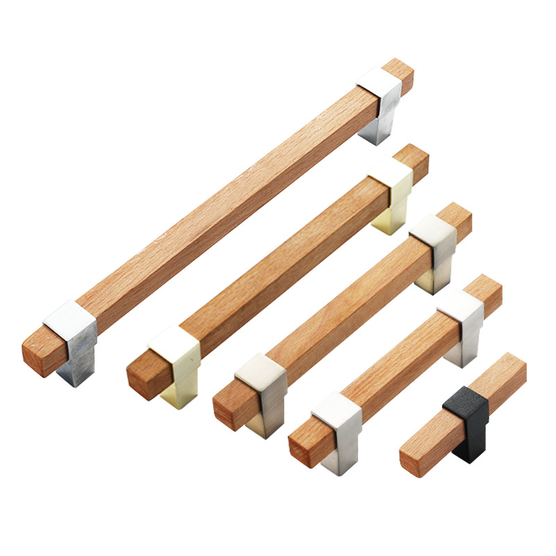 Mango de madera maciza Luz de lujo moderno minimalista gabinete manija del cajón gabinete del zapato armario manija de la puerta manija de un solo agujero
