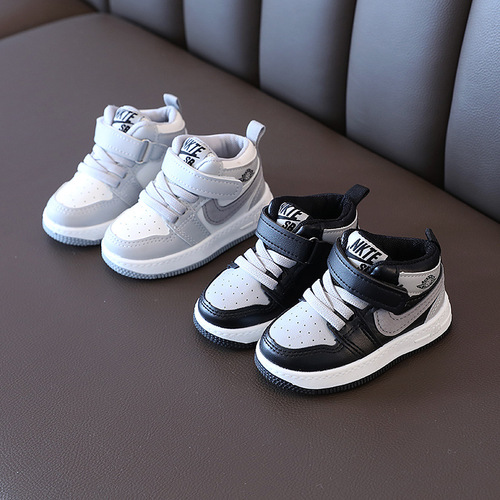 Boys mid-top sneakers  spring and autumn new children's shadow gray single shoes children's baby sneakers girls' shoes