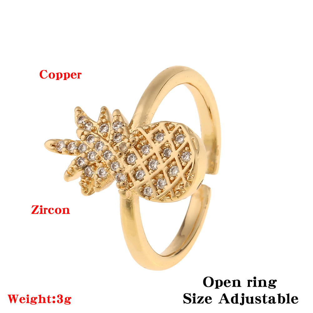 Fashionable Fruit Pineapple Copper Open Ring Wholesale display picture 1