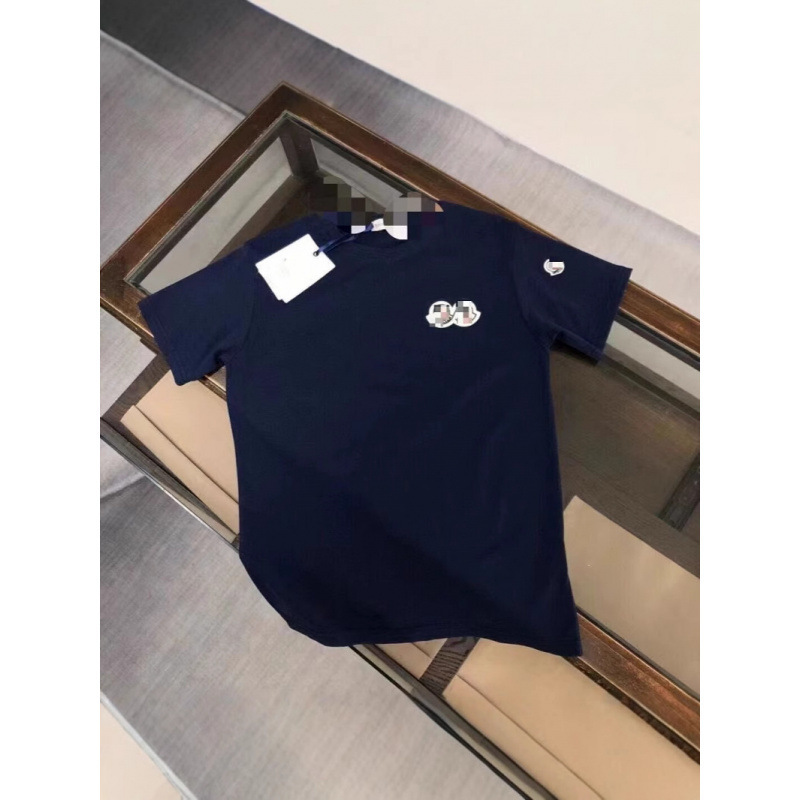 Correct Version of Mengjia Spring/Summer New Badge Short-Sleeve T-Shirt for Men with Letter Embroidery, Pure Cotton Crew Neck for Couples