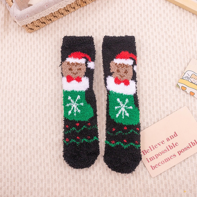 Calcetines Navideños Térmicos de Terciopelo de Coral Transpirables y Antibacterianos para Invierno image 22