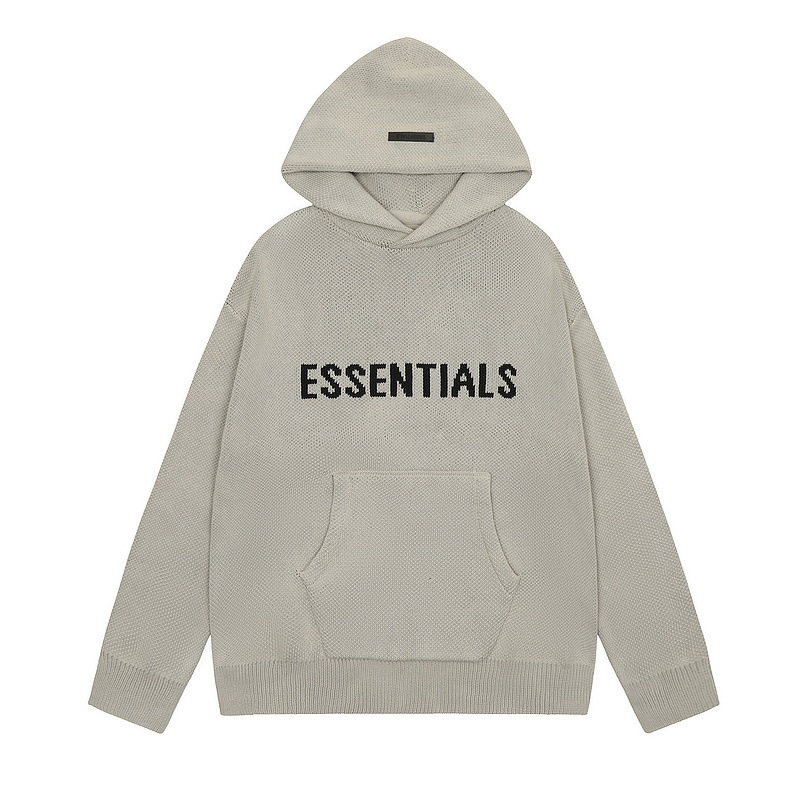 Fog Essentials Classic Hooded Sweatshirt Lettered Hooded Knit Sweater Unisex Trendy Brand