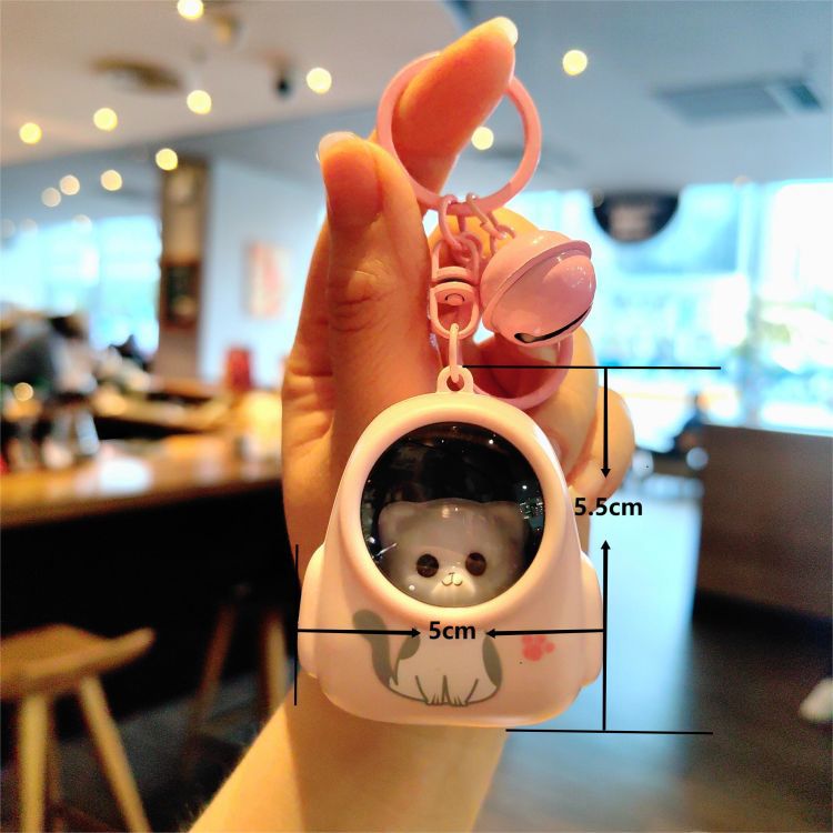 جذاب شخصية كرتونية يتحمل قطة Pvc بلاستيك امرأة سلسلة مفاتيح display picture 1