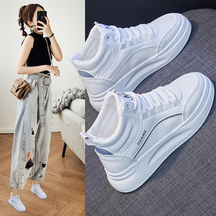 Ins Korean Style White Sneakers for Women Trendy 2025 Spring New Breathable Student Running Sneakers Thick-Soled Casual Shoes Sh888
