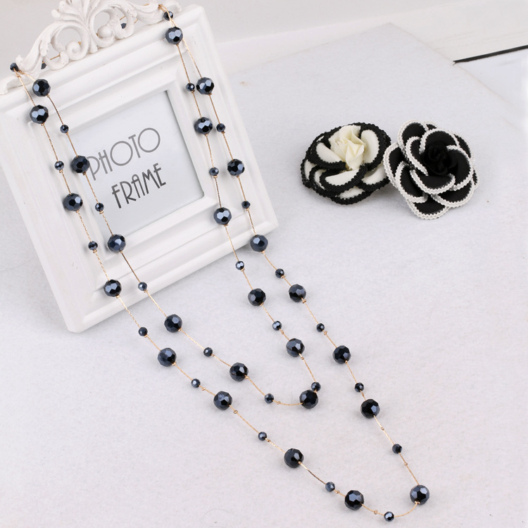 40g Weight Sweater Chain, Long Necklace Classification Alloy Chain Material 1 Piece Quantity Holiday, Daily Occasion Artificial Crystal, Alloy Material Round Pattern Women's Gender Beaded Design Simple Style Style Simple Style Round Artificial Crystal Alloy Beaded Women's Sweater Chain Long Necklace 8