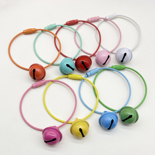 Candy-colored bell keychain, colorful baked enamel steel ring, student schoolbag pendant, gift doll ornament, handmade