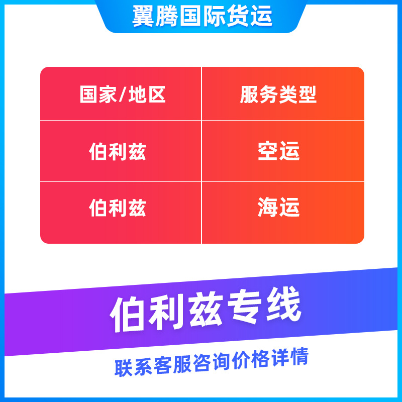 国际货代到门伯利兹专线出口物流运输报关散货代理双清专线派送