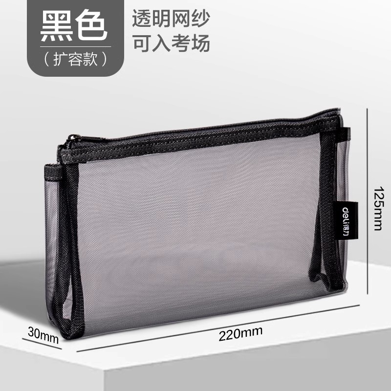 Bolsa de bolígrafo de expansión triangular Délix bolsas de bolígrafo de papelería de gran capacidad bolsas de bolígrafo de malla transparente de alto valor facial