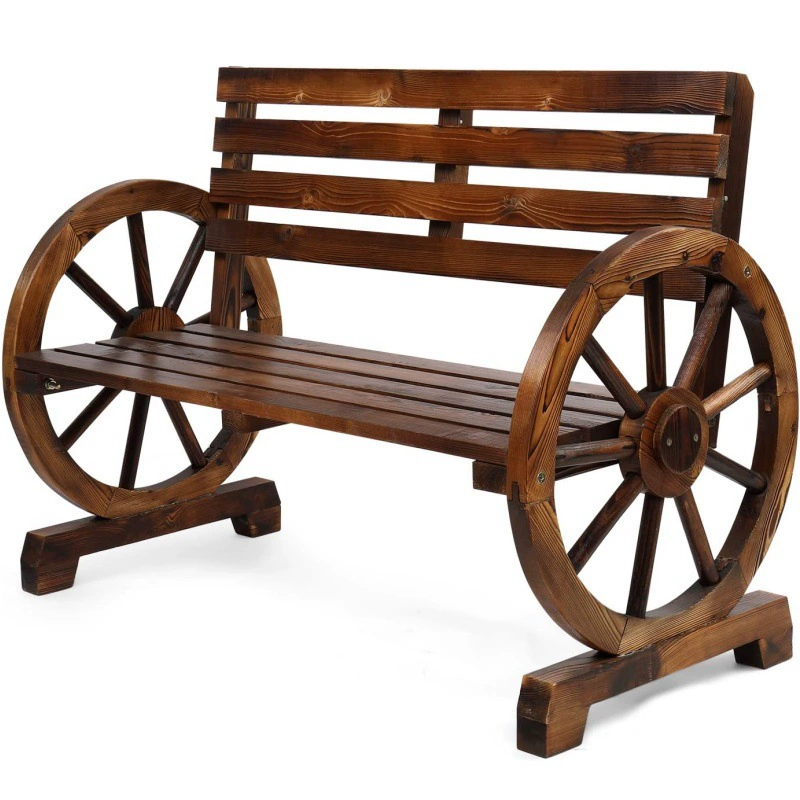 Деревянный уличный стул на колесиках в деревенском стиле, скамейка для патио на 2 человека с решетчатым сиденьем, садовая скамейка на открытом воздухе
