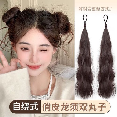 Self-twisting hair bundle, round head wig for women, one-piece curly buds, fluffy, natural hair, small hair volume, lazy people's hair twisting artifact