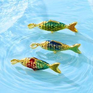 European and American Hot-Selling Colorfulful Ocean Fish Copper Gold-Plated Pendants High-Quality Colorfulful Necklace Pendants Fashion Items Wholesale