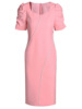 Bubble Sleeves High Waist Peach Heart Collar Wrap Hip Dress Summer