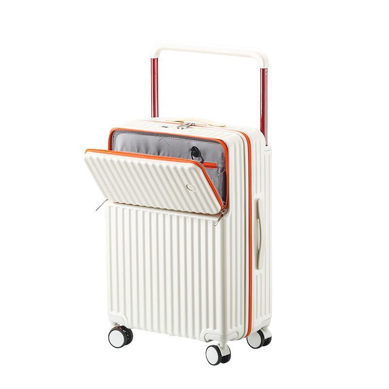 2025 maletero ancho con tapa delantera para mujer 20 pulgadas con apertura delantera, rueda universal con barra de tracción, rueda silenciosa