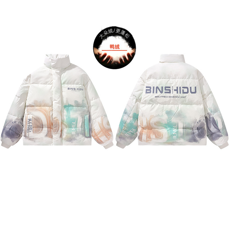 Trendy Brand Stand Collar Down Jacket Men's and Women's Gradient Down Jacket Hong Kong Style Japanese Down Jacket plus size Down Clothes