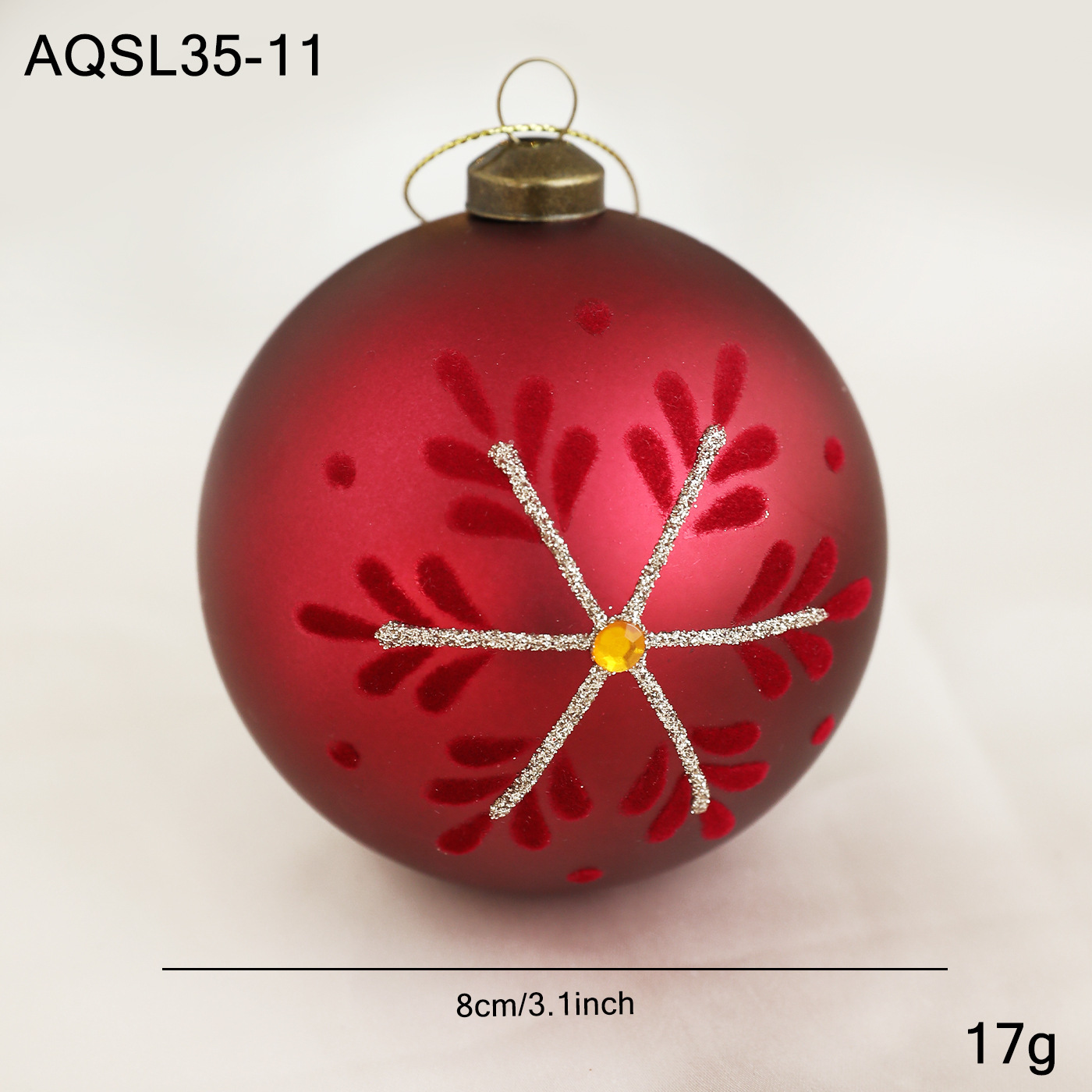 8CM rojo mate de alta calidad bola adhesiva polvo de oro galvanizado bola de decoración de árbol de Navidad colgante decoración colgante bola colgante image 10