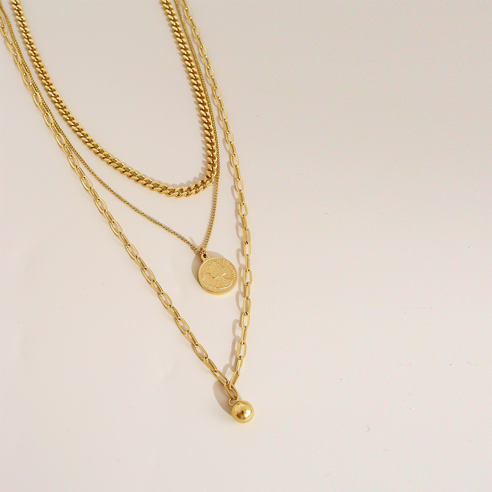 Women Fashion Portrait Stainless Steel Necklace Plating Stainless Steel Necklaces_colorza_4