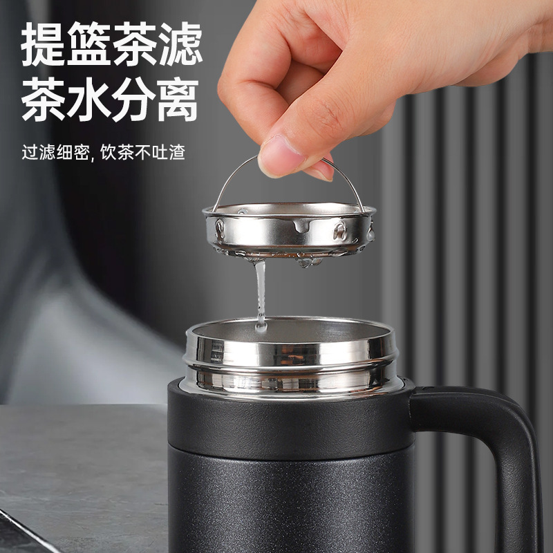 316不锈钢水杯智能显温杯男士大容量办公水杯家用茶水分离商务杯|undefined