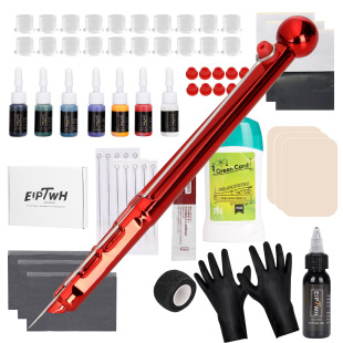 Tattoo Manual Pen Holder Hand Needle Tool Tattoo Color Transfer Paper Paste Practice Leather Disposable Tablecloth Ding Qing Gloves
